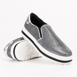 SHELOVET Slipons ligeros en la plataforma negro gris 4