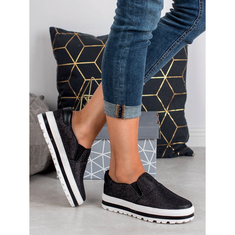 SHELOVET Slipons ligeros en la plataforma negro 1