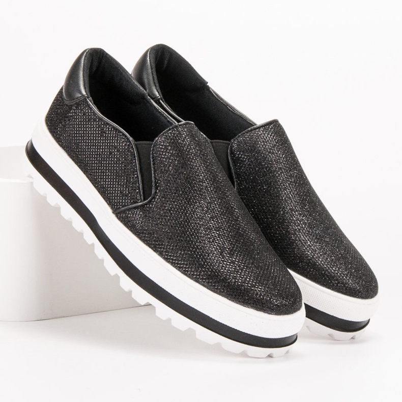 SHELOVET Slipons ligeros en la plataforma negro 2
