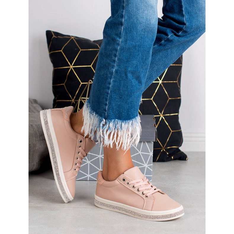 SDS Calzado deportivo con circonita cúbica rosa 1