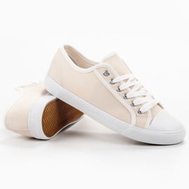 SHELOVET Zapatillas bajas para mujer blanco marrón 3