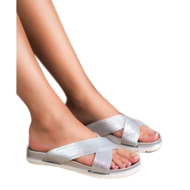 Emaks Pantuflas Plateadas Con Brillo gris 1 Emaks Pantuflas Plateadas Con Brillo gris 1