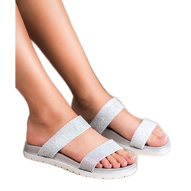 SHELOVET Zapatillas de goma con purpurina gris 3
