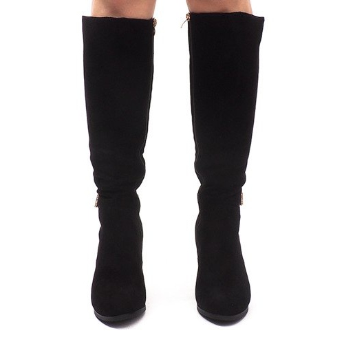 Botas de ante en una barra KSL008 Negro 2 Botas de ante en una barra KSL008 Negro 2