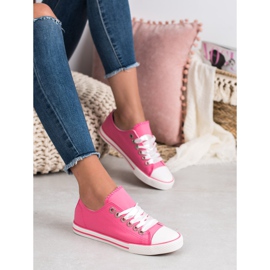 SHELOVET Zapatillas atadas con una cinta blanco rosado 1 SHELOVET Zapatillas atadas con una cinta blanco rosado 1