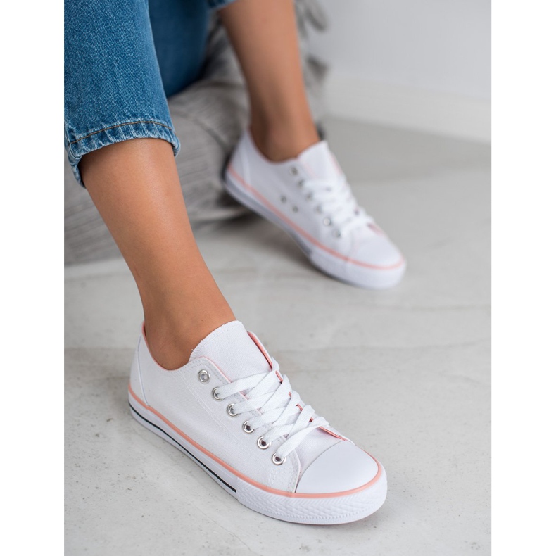 SHELOVET Zapatillas clásicas blancas blanco rosa 1