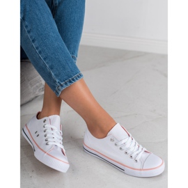 SHELOVET Zapatillas clásicas blancas blanco rosa 2