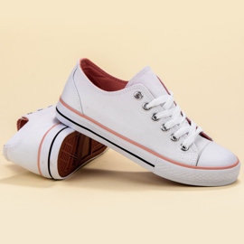 SHELOVET Zapatillas clásicas blancas blanco rosado 4