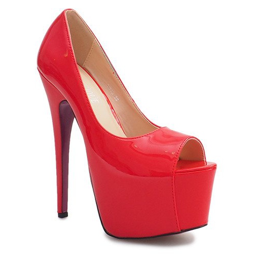 Pasadores lacados altos en la plataforma roja D913 rojo 1