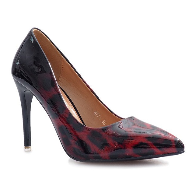 Stilettos lacados rojos con estampado de leopardo Reblle negro 1