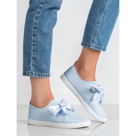 SHELOVET Zapatos atados con una cinta azul 1 SHELOVET Zapatos atados con una cinta azul 1