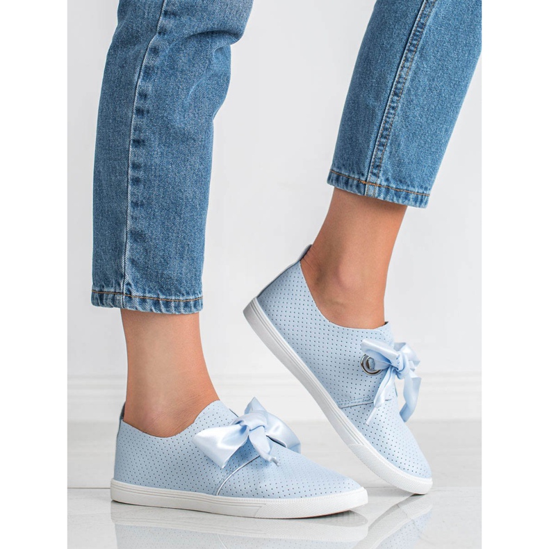 SHELOVET Zapatos atados con una cinta azul 1