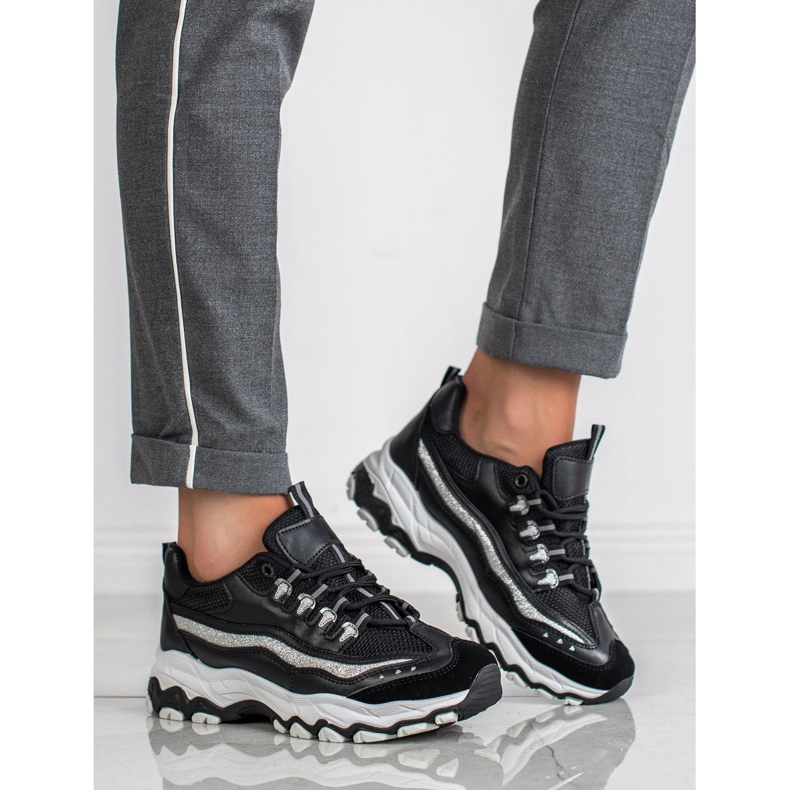 Small Swan Zapatillas con purpurina negro 1