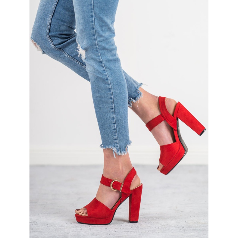SHELOVET Sandalias rojas en la plataforma rojo 2