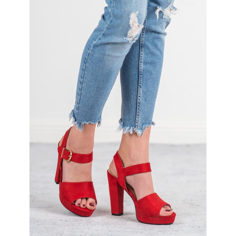 SHELOVET Sandalias rojas en la plataforma rojo 1