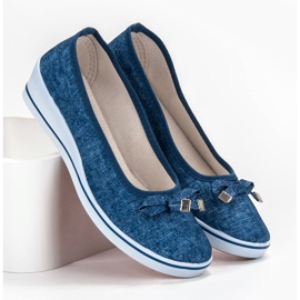 SHELOVET Bailarina de cuña azul 3