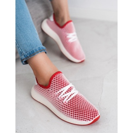 SHELOVET Zapatos sin cordones de moda blanco rojo 1