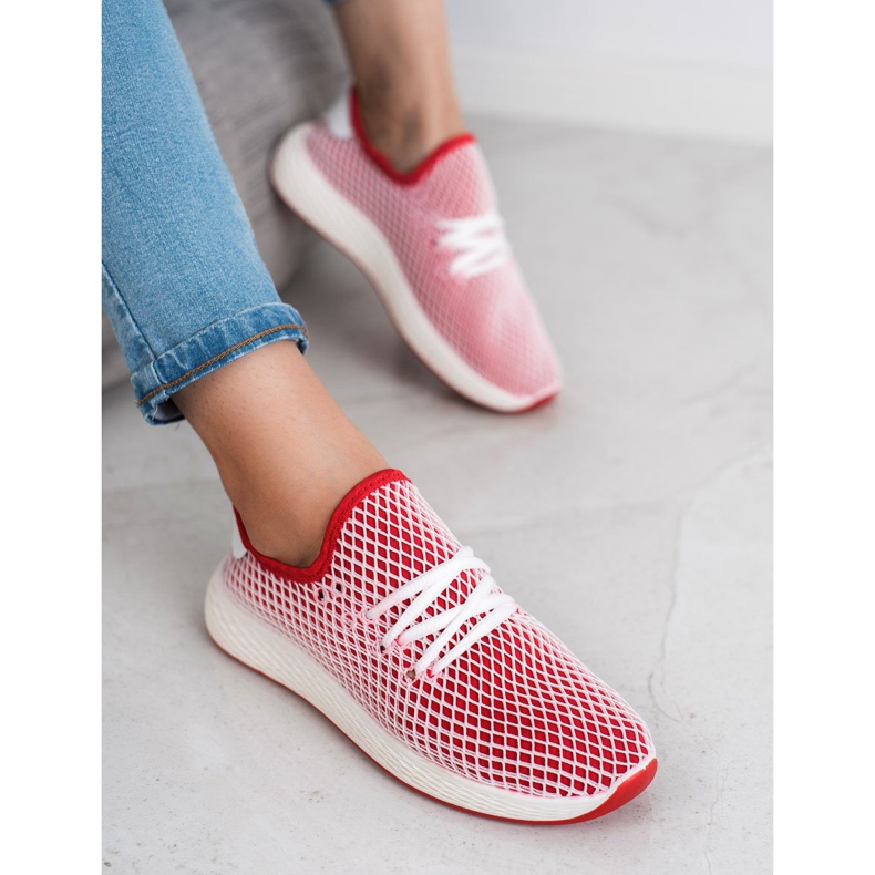 SHELOVET Zapatos sin cordones de moda blanco rojo 1