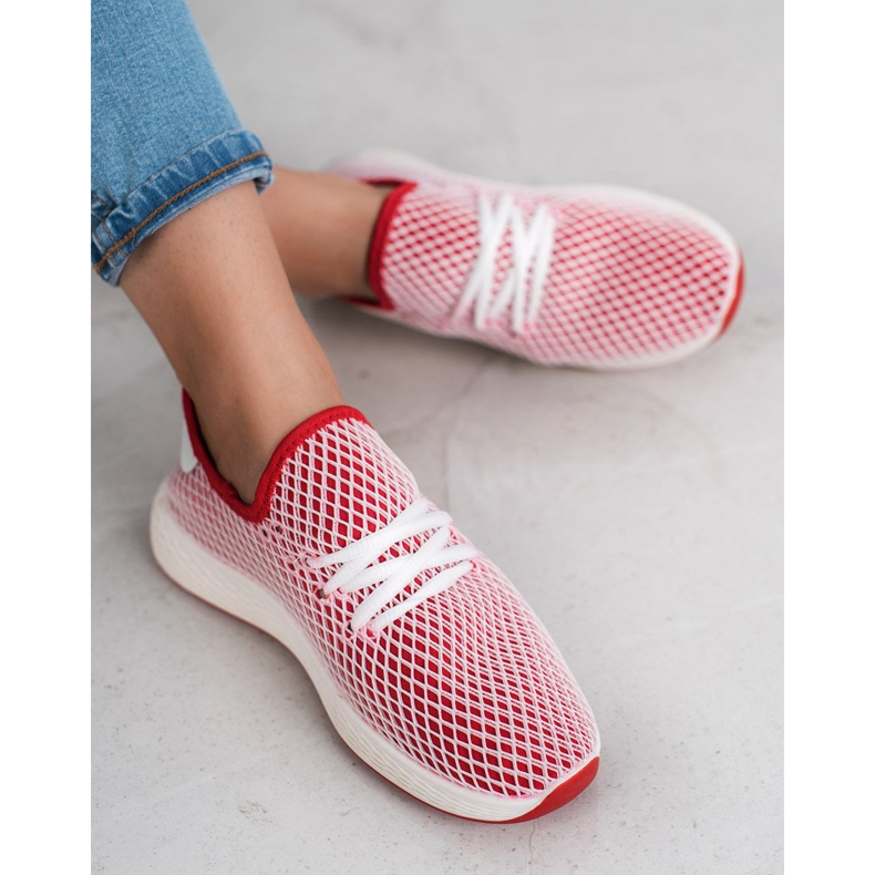 SHELOVET Zapatos sin cordones de moda blanco rojo 2