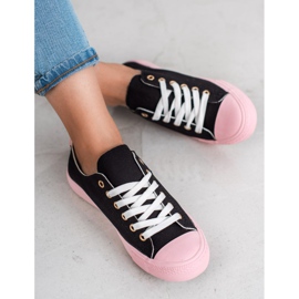 SHELOVET Zapatillas de dos colores negro rosado 2