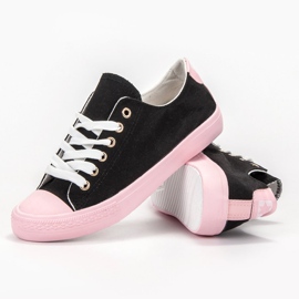 SHELOVET Zapatillas de dos colores negro rosado 3
