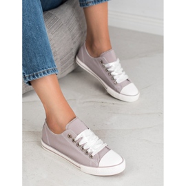 SHELOVET Zapatillas atadas con una cinta gris 1