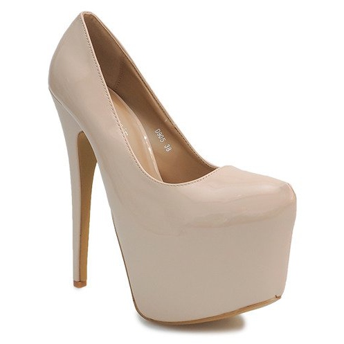 Tacones lacados en la plataforma D905 Beige 1