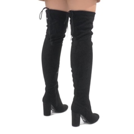 Botas de gamuza negra en el poste ZH811 negro 3