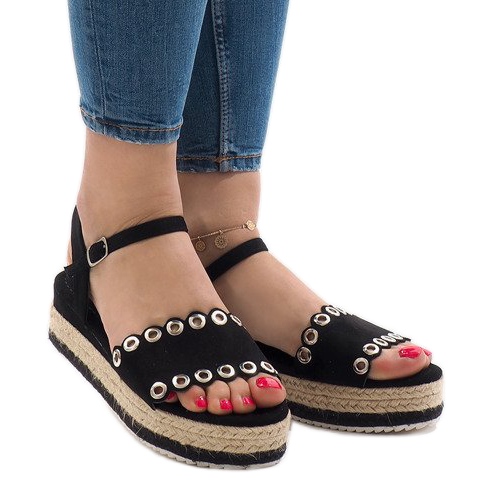 Sandalias negras en la plataforma 99-46 negro 2