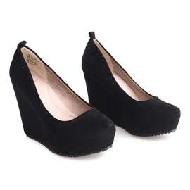 Zapatos de tacón de ante con cuña 066 Negro 3