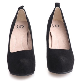Zapatos de tacón de ante con cuña 066 Negro 5