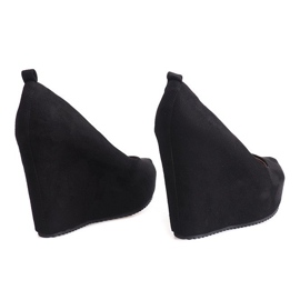 Zapatos de tacón de ante con cuña 066 Negro 2