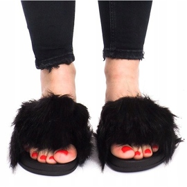 Pantuflas Con Piel HN51-4 Negra negro 1 Pantuflas Con Piel HN51-4 Negra negro 1