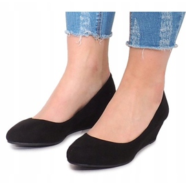 Zapatos de tacón de ante con cuña MB188-48 Negro 4