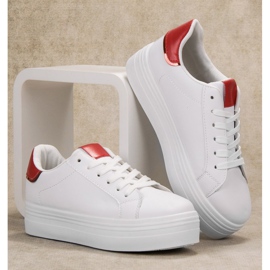 SHELOVET Calzado deportivo de moda blanco rojo 4