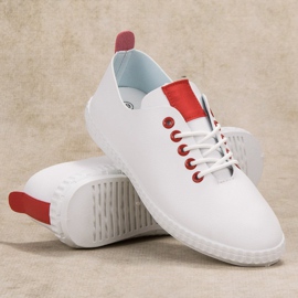 Jumex Zapatillas de cuero ecológico blanco rojo 3