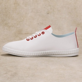 Jumex Zapatillas de cuero ecológico blanco rojo 2