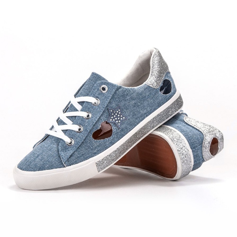 Kylie Zapatillas con purpurina azul 1