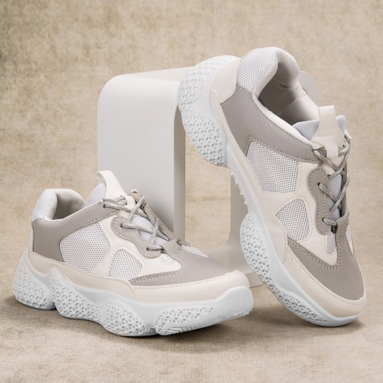 SHELOVET Zapatillas blancas de moda blanco gris 1