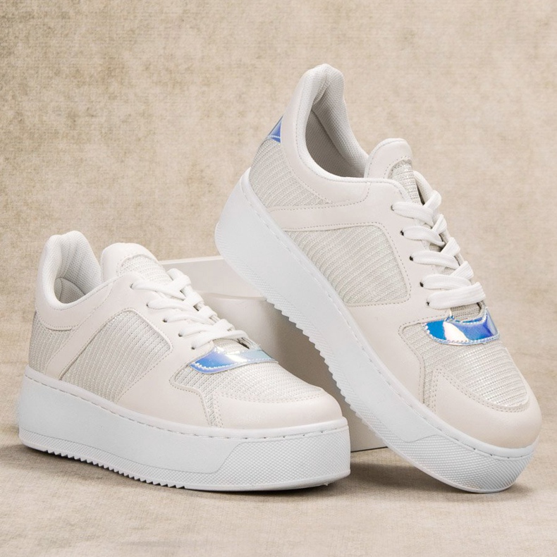 Ideal Shoes Zapatillas con purpurina blanco 1