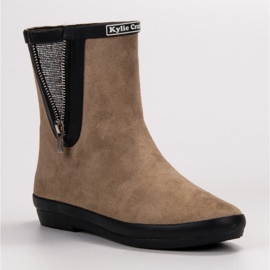Kylie Chanclos de gamuza con cremallera decorativa beige 4