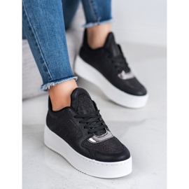 Ideal Shoes Zapatillas con purpurina negro 1