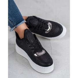 Ideal Shoes Zapatillas con purpurina negro 2