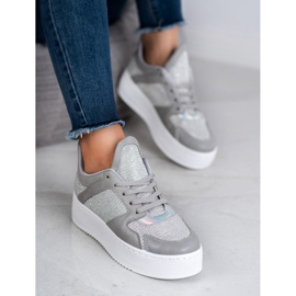 Ideal Shoes Zapatillas con purpurina gris 3