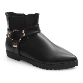 Botas Cálidas Elegantes Con Hebilla HW14 Negro 4
