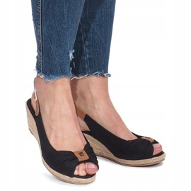 Sandalias de cuña alpargatas Zoe negras negro 2