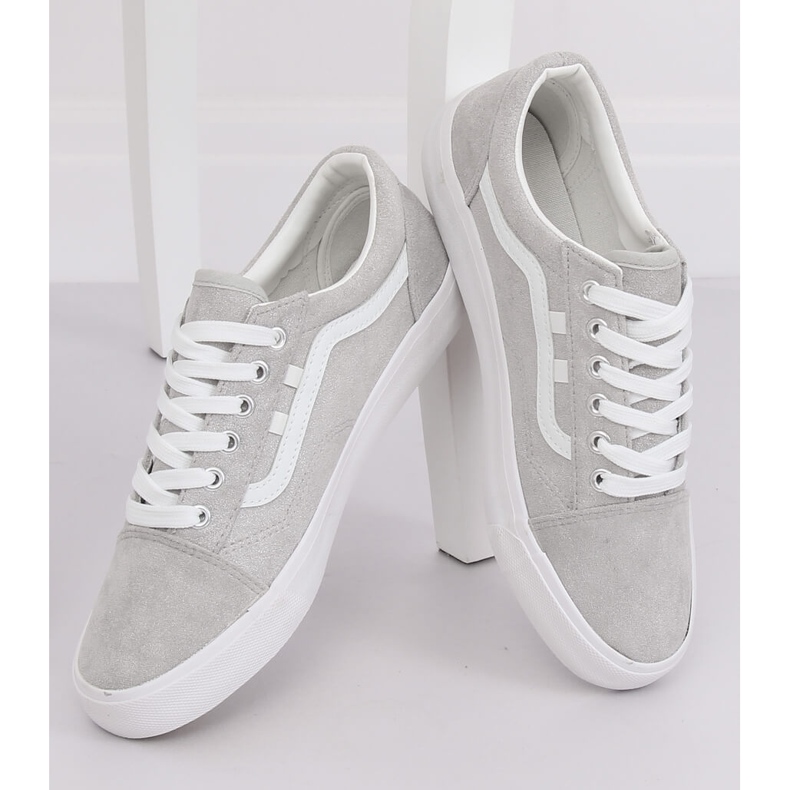 Gris Zapatillas grises Mujer B70A PLATA / BLANCO 1