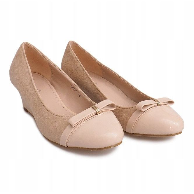 Zapatos de Salón con Cuña de Ante 50987 Beige 1