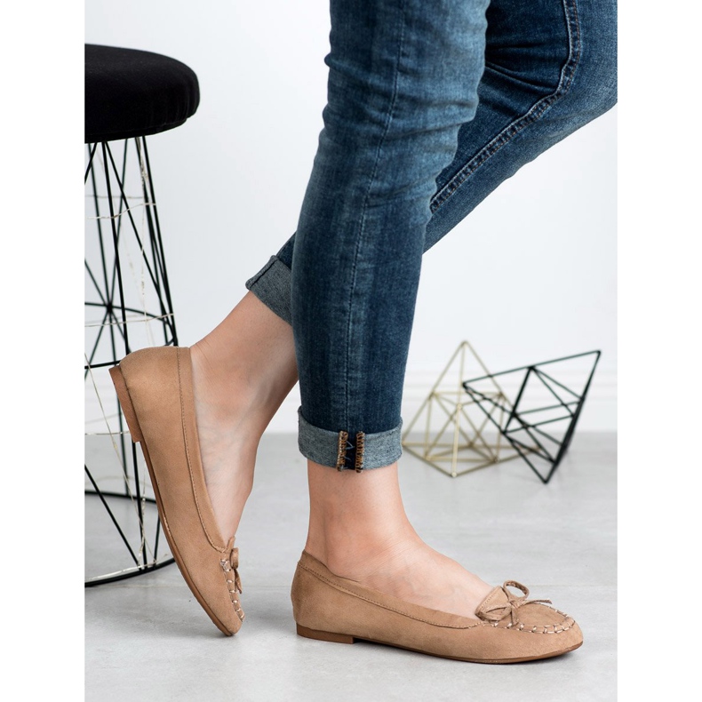 Small Swan Mocasines beige oscuro con lazo 1 Small Swan Mocasines beige oscuro con lazo 1