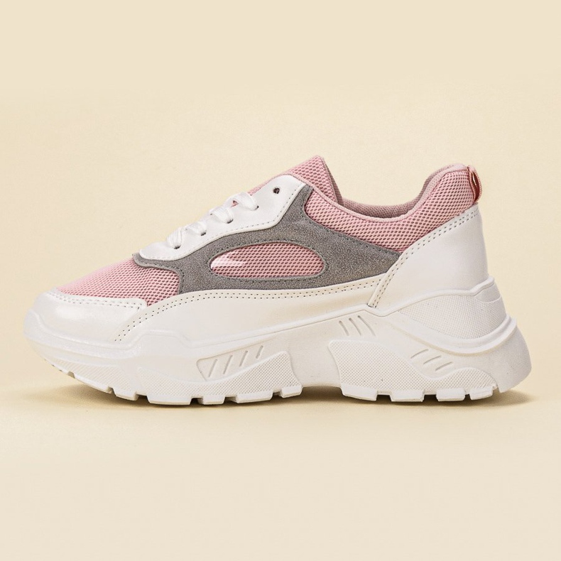 SHELOVET Zapatillas de moda blanco rosado 1